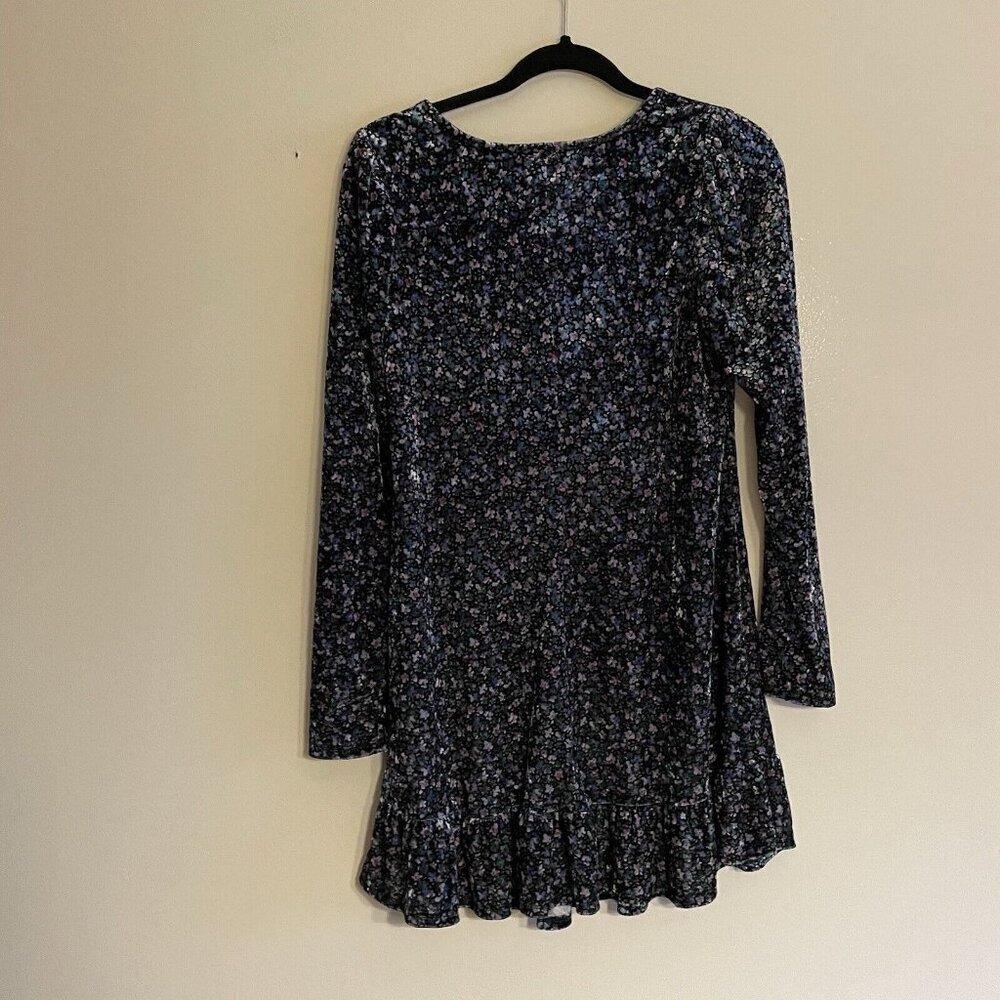 Wild Fable Women S Ditsy Floral Velvet Grunge 90s Long Sleeve Drop Hem Dress - Picture 9 of 9